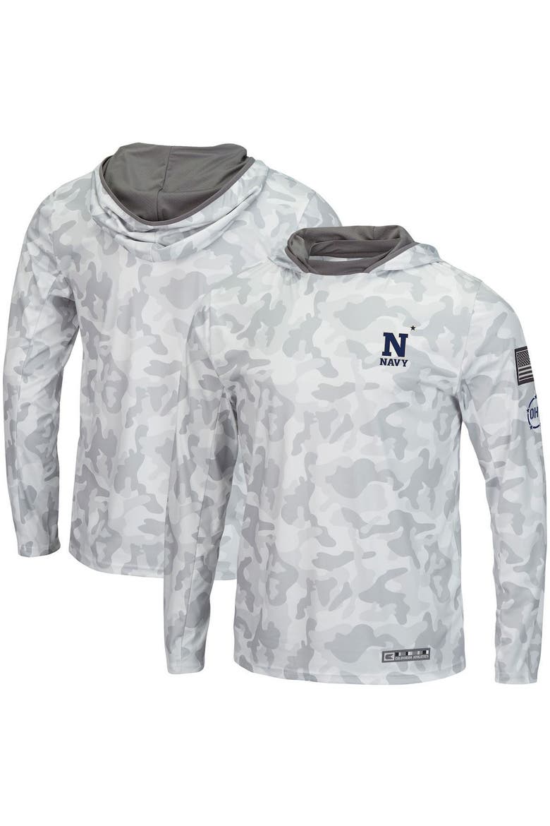 Men's Colosseum Arctic Camo Navy Midshipmen OHT Military Appreciation Long Sleeve Hoodie Top, Alternate, color, Arctic Camo