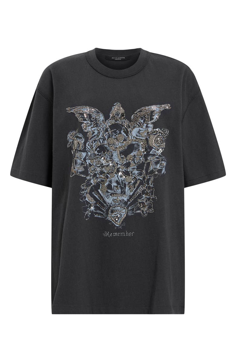 AllSaints Covenant Oversize Embellished Cotton Graphic T-Shirt, Alternate, color, Washed Black