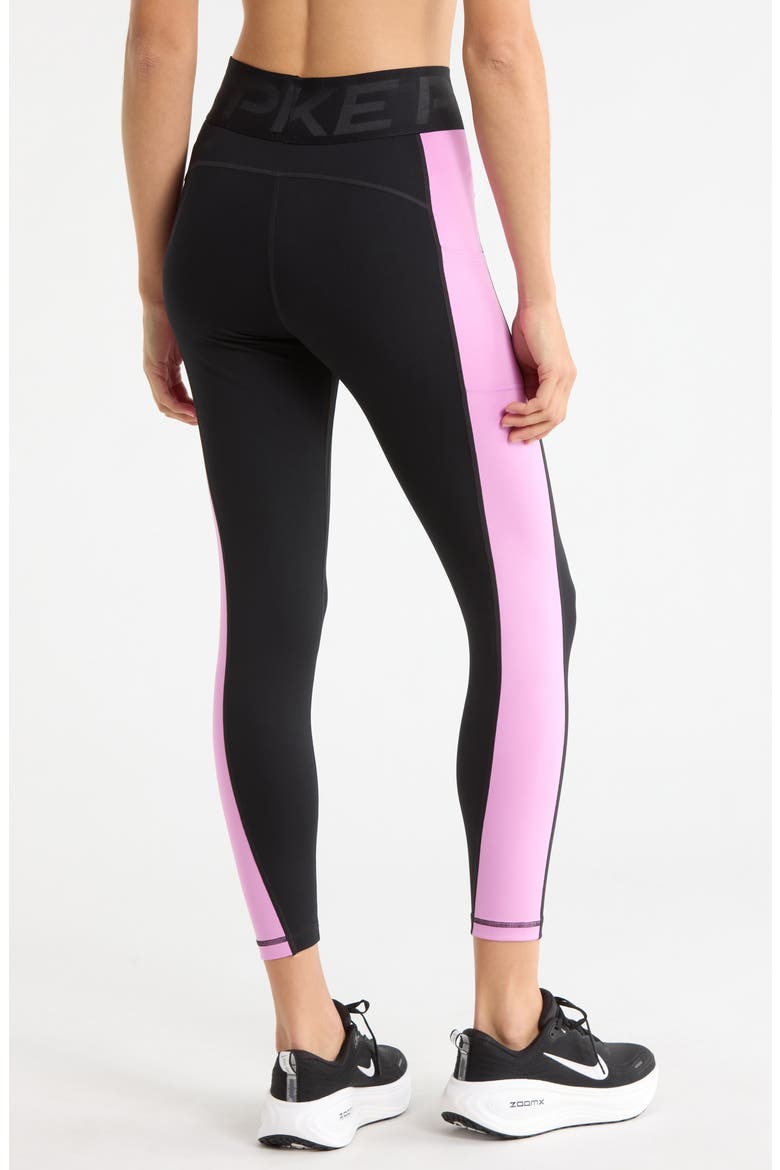 Pro Sculpt High Waist 7/8 Leggings, Alternate, color, BLACK/ LIGHT MAGENTA/ WHITE