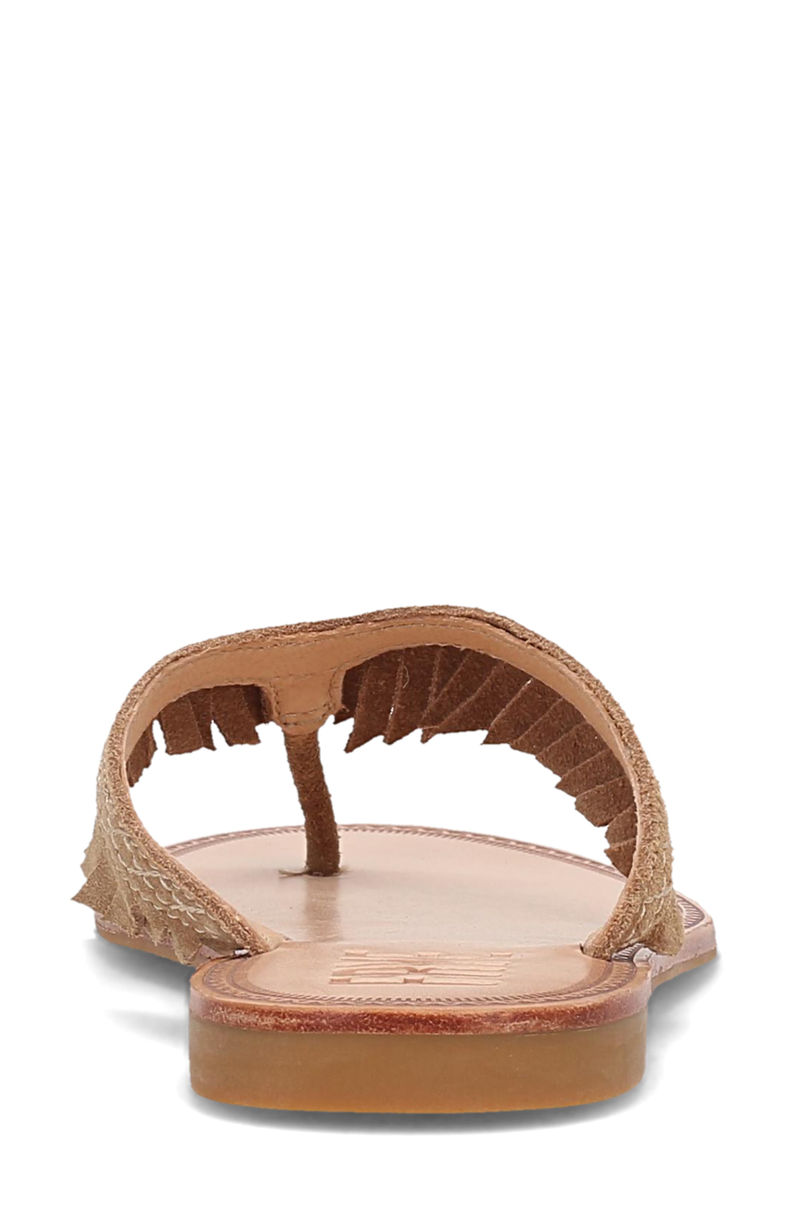 Ava Fringe Flip Flop, Alternate, color, ALMOND
