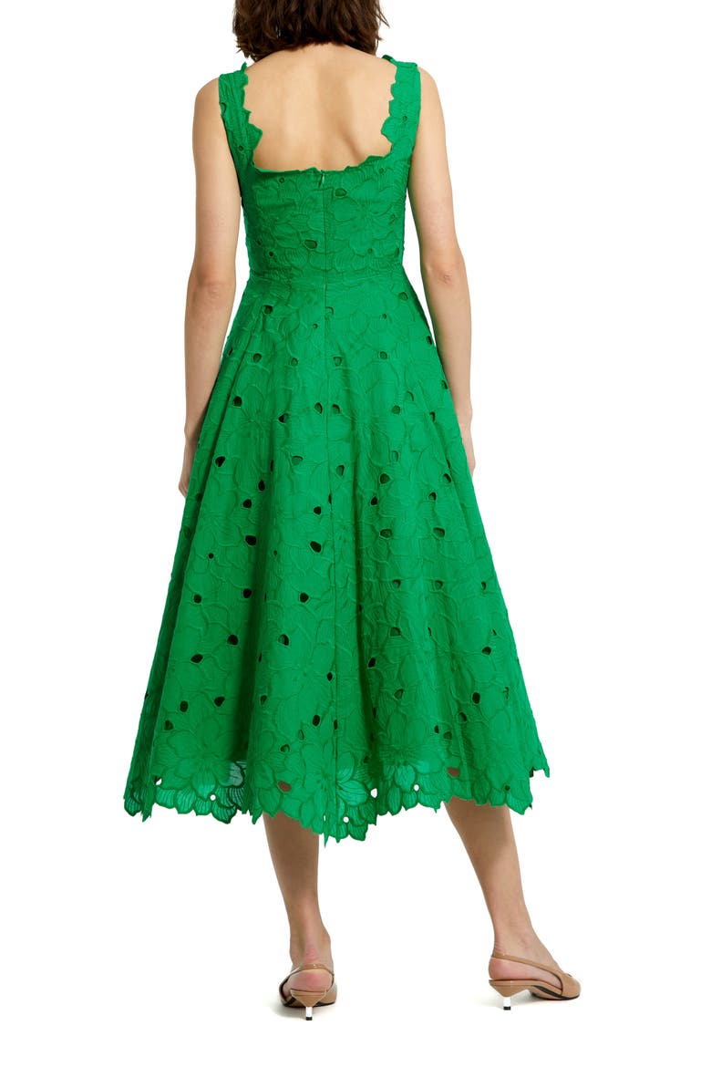 Embroidered Floral A Line Sleeveless Midi Dress, Alternate, color, Spring Green