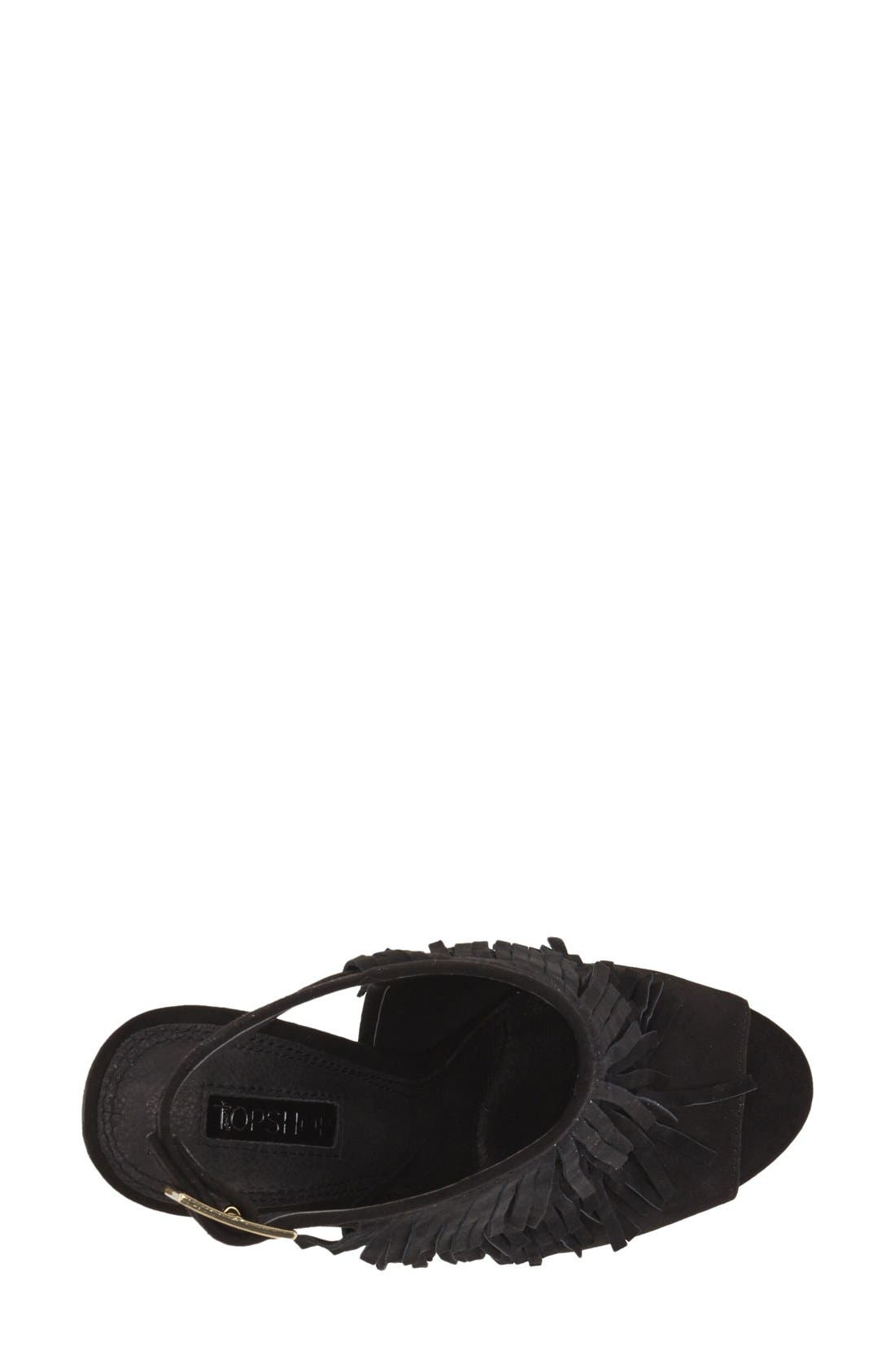 Topshop 'Rhonda' Fringe Sandal, Alternate, color, 