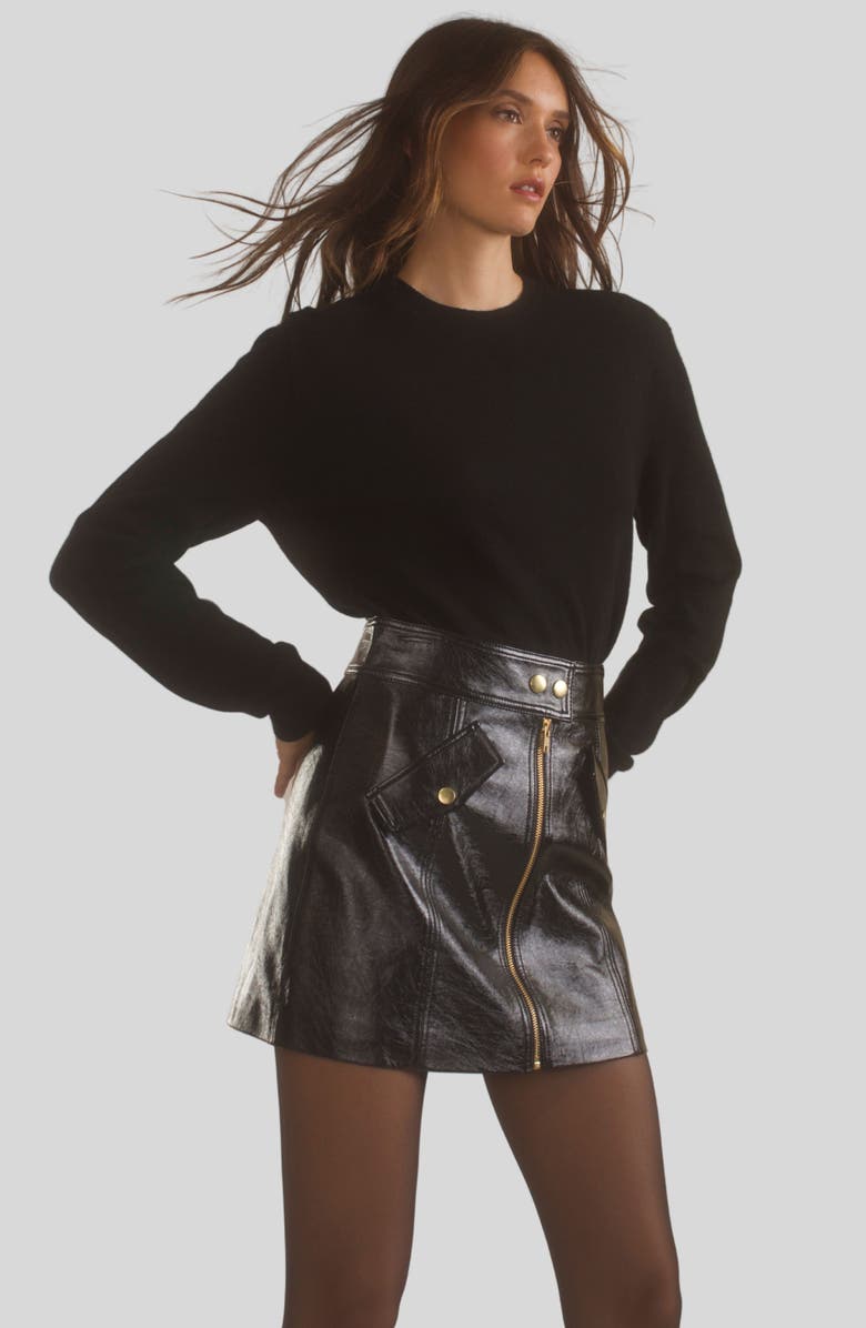 Cynthia Rowley Harper Vegan Leather Skirt, Alternate, color, 