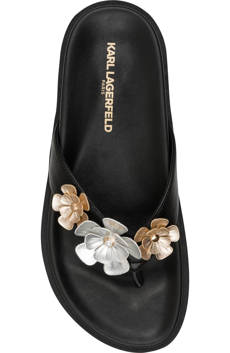 KARL LAGERFELD PARIS Hayze Fleur Flip Flop, Alternate, color, Black