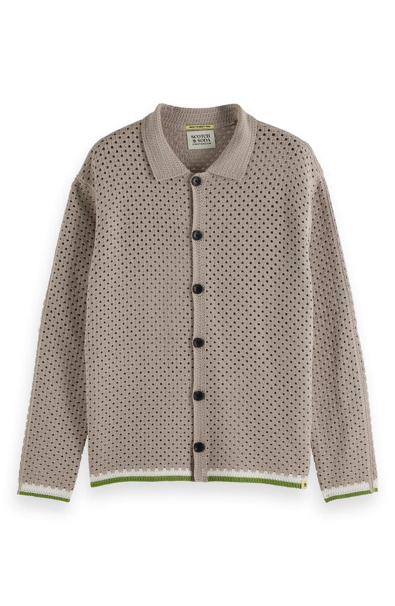 Scotch & Soda Crochet Cardigan, Alternate, color, Highway Grey