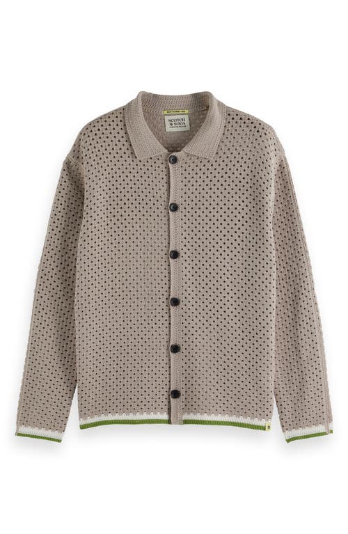 Scotch & Soda Crochet Cardigan Sweater In Highway Grey