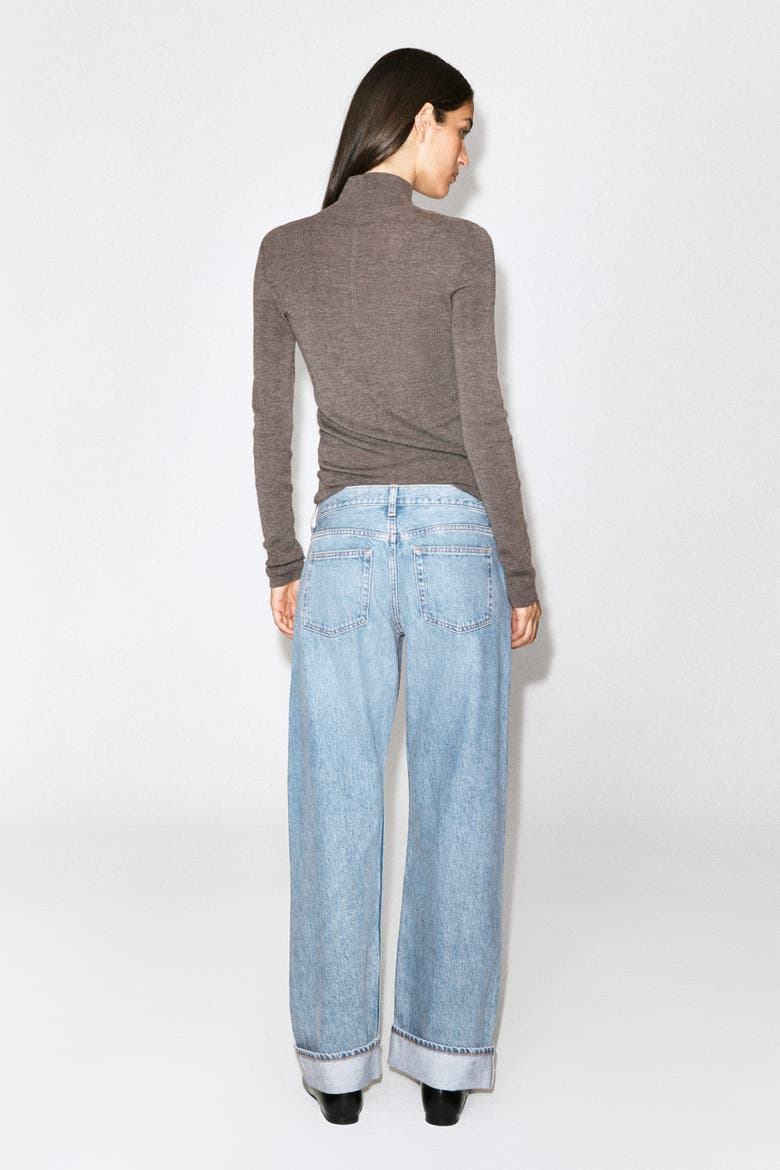 Folded Curved-leg Turn-up Jeans, Alternate, color, BLUE