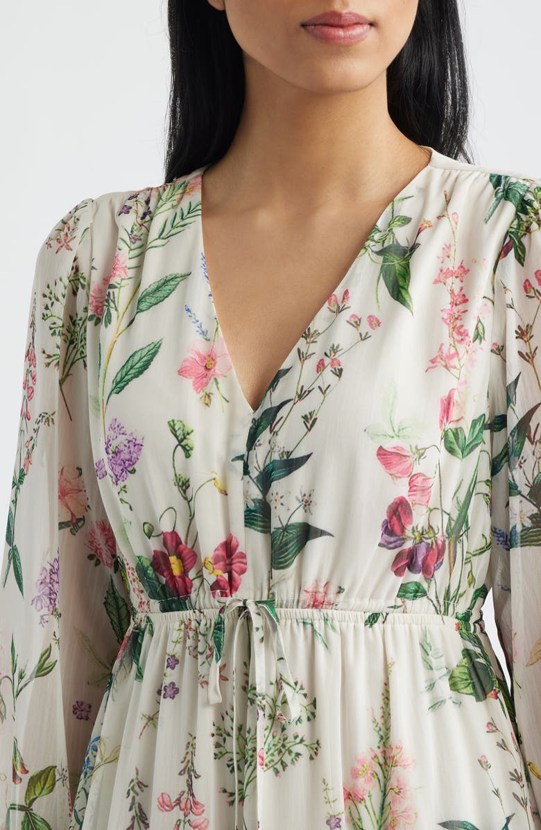 LAYERED WITH LOVE Alice Floral Long Sleeve Drawstring Waist Maxi Dress, Alternate, color, Ivory Floral