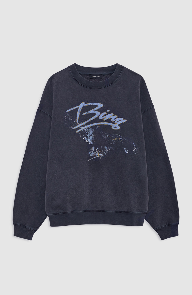 ANINE BING Spencer Eagle Sweatshirt, Alternate, color, Washed Black