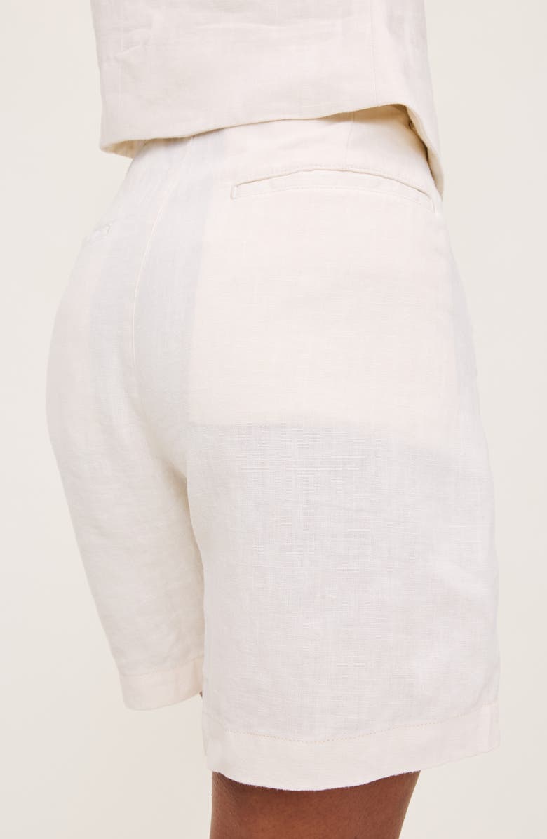 DL1961 Taylor High Waist Mid Thigh Linen Trouser Shorts, Alternate, color, Flax Linen