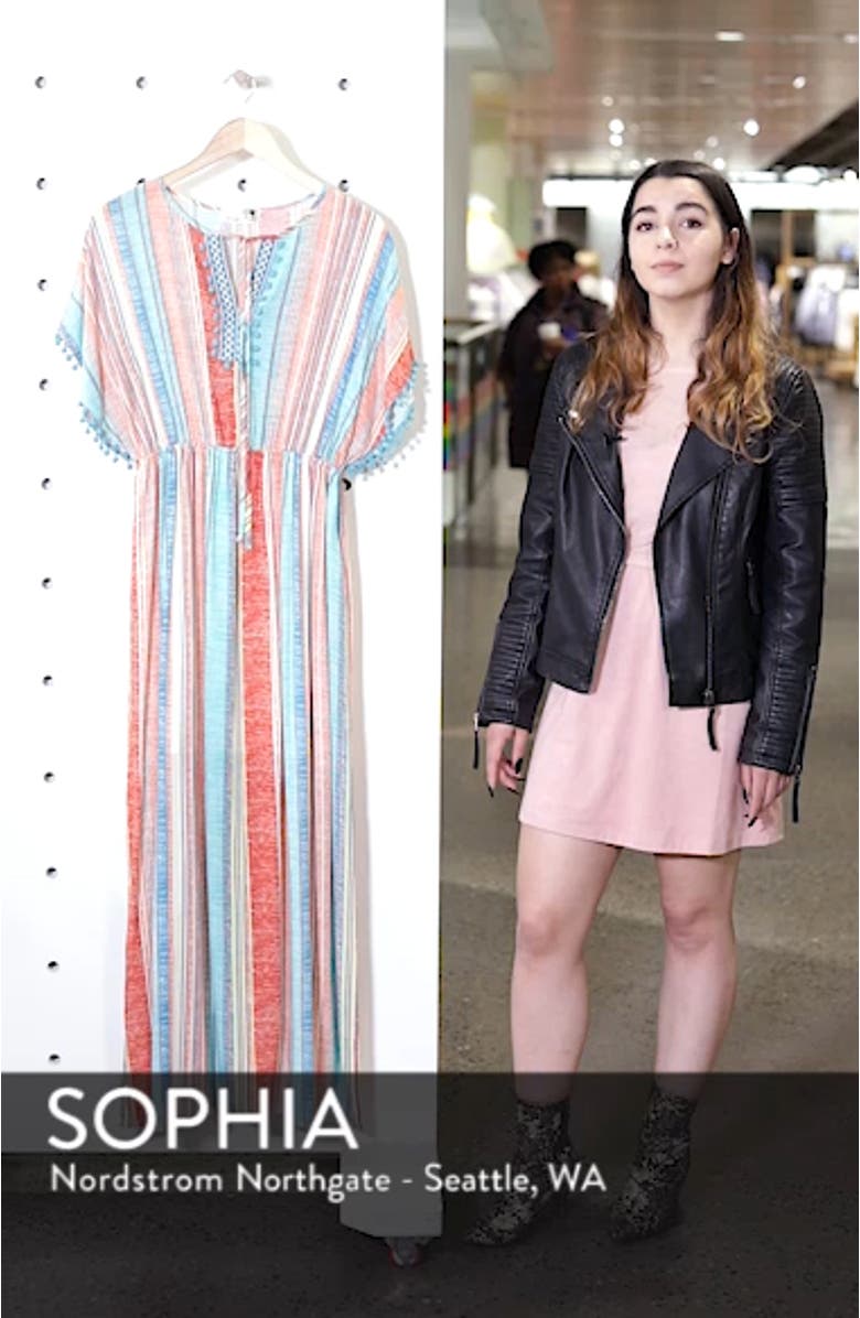 Stripe Pompom Trim Caftan, sales video thumbnail