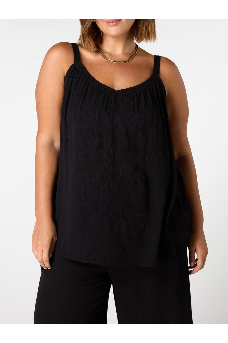 Crinkle Gathered Cami, Alternate, color, Black