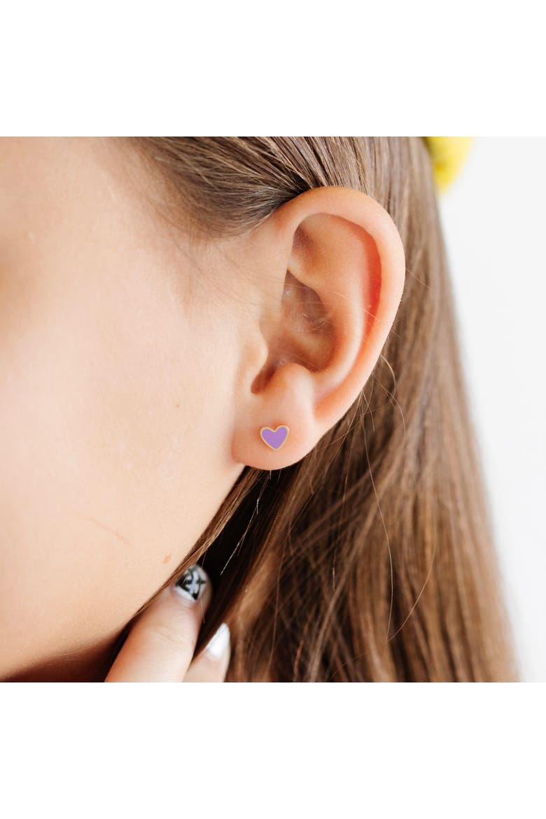 Enamel Heart Stud Earrings, Alternate, color, Purple