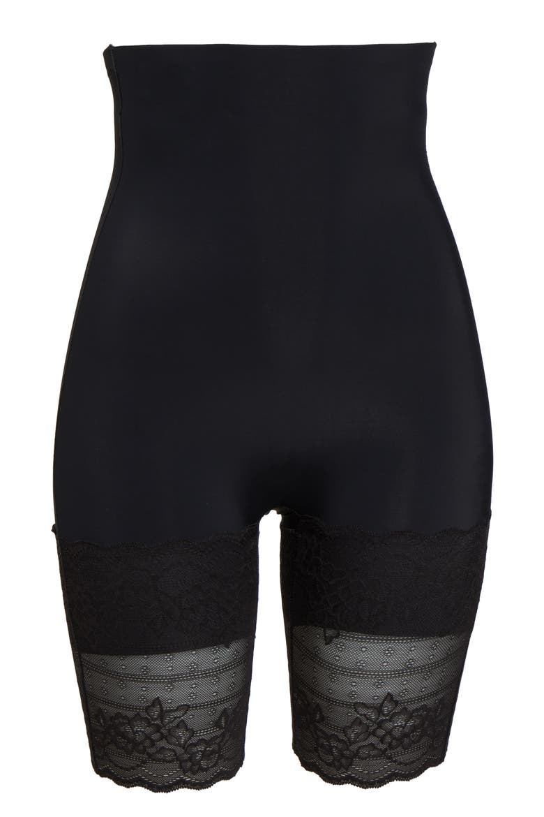 Plush High Waist Shaping Shorts, Alternate, color, BLACK