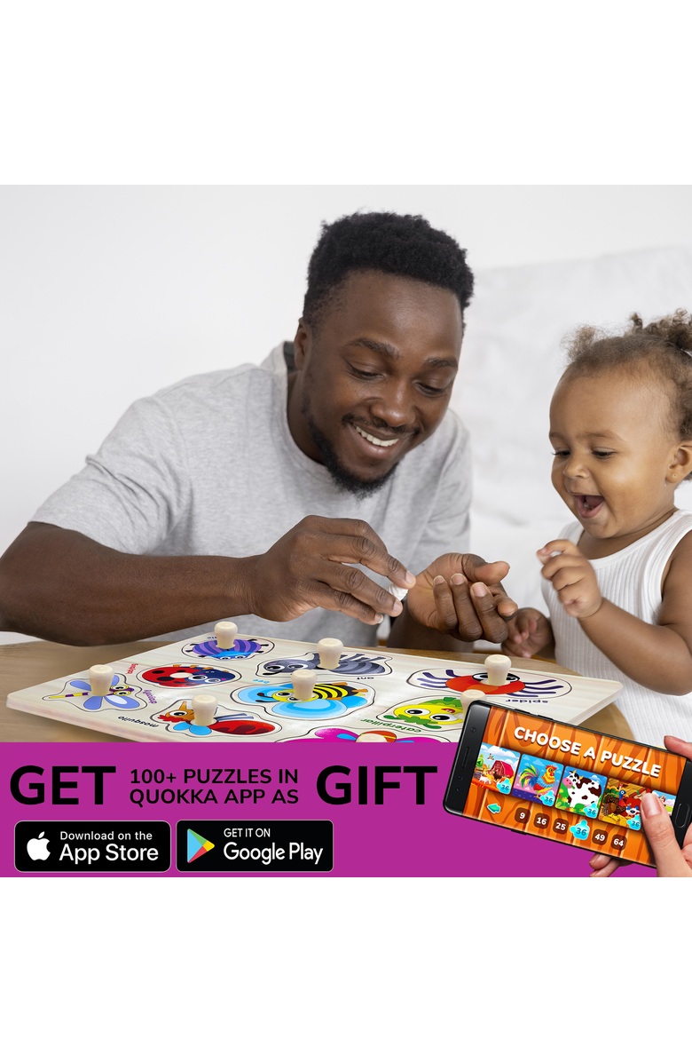 Quokka Wooden Puzzle Board Set for Toddlers, Alternate, color, 6 Pegged In A Rack