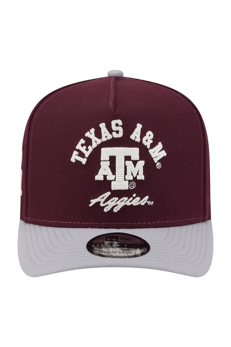 Men's New Era  Maroon/Gray Texas A&M Aggies Two-Tone Arched 9FIFTY Snapback Hat, Alternate, color, Maroon