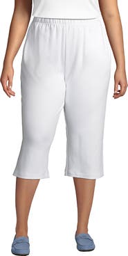 Lands' End Sport Knit High Rise Elastic Waist Capri Pants