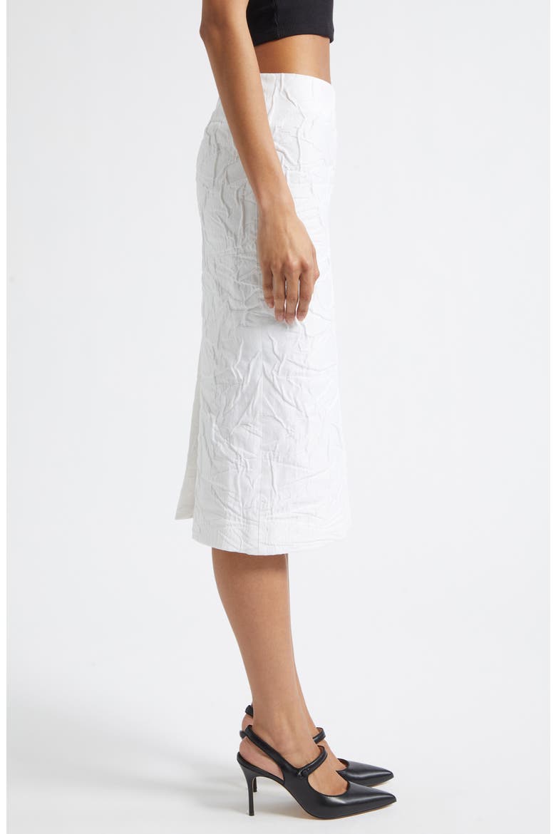 Crinkled Cotton Blend Midi Skirt, Alternate, color, WHITE