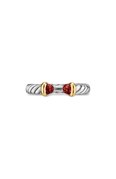 Petite Cable Open Ring in Sterling Silver with 14K Yellow Gold, 3.4mm