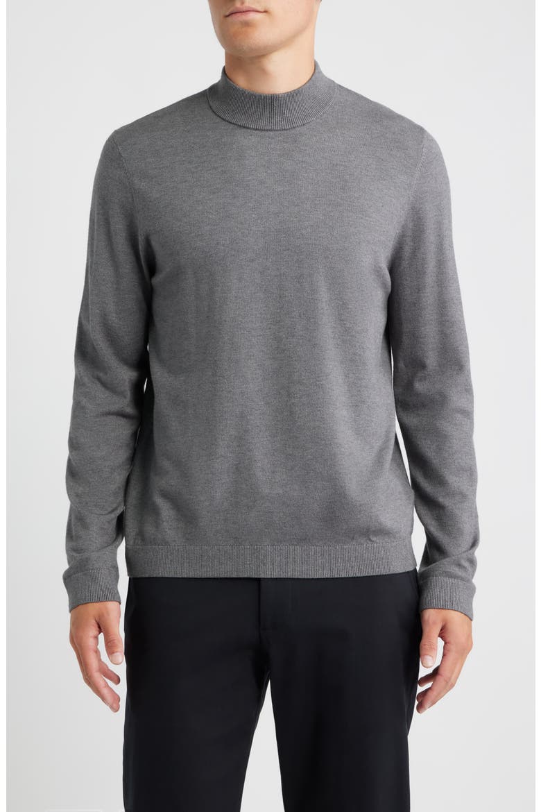 Solid Mock Neck Sweater, Main, color, GREY DARK STEEL HEATHER