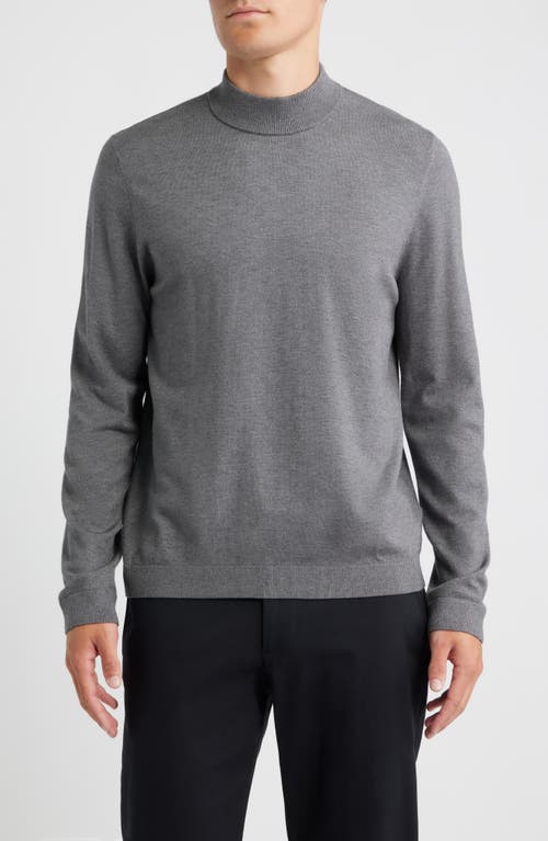 Open Edit Solid Mock Neck Sweater In Gray