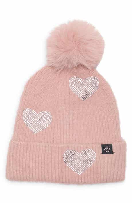Heart Appliqué Pompom Beanie