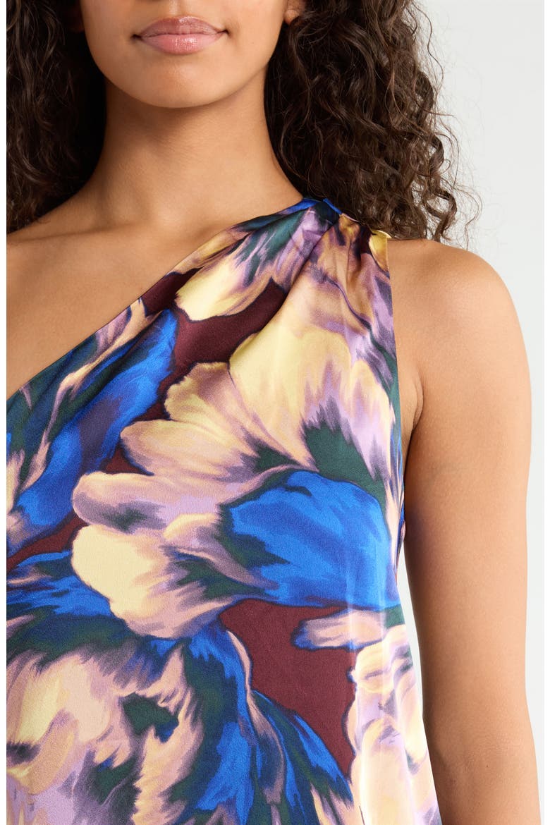 Glena Pleated One-Shoulder Maxi Dress, Alternate, color, BURGUNDY-MULTI