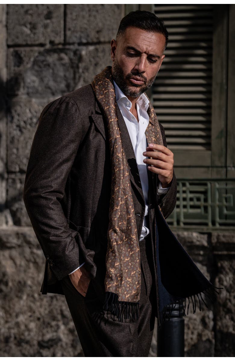 Elizabetta Canis Romanus - Wool Backed Silk Scarf for Men, Alternate, color, 