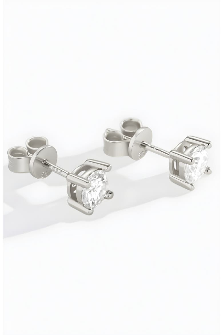 Classic Moissanite Stud Earrings, Alternate, color, Silver