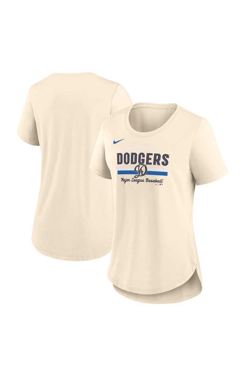 Nike Women's Nike Cream Los Angeles Dodgers City Connect Lockup Tri-Blend T-Shirt, Main, color, 