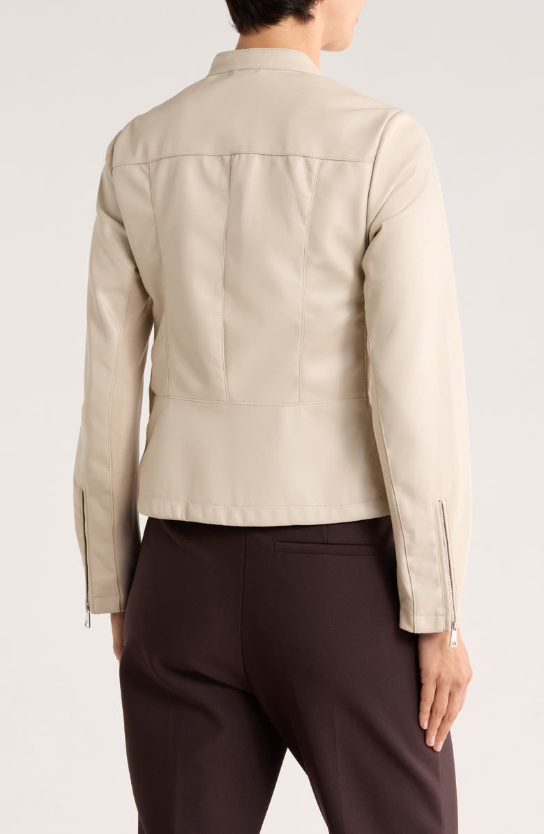 DKNY Faux Leather Moto Jacket, Alternate, color, Stone