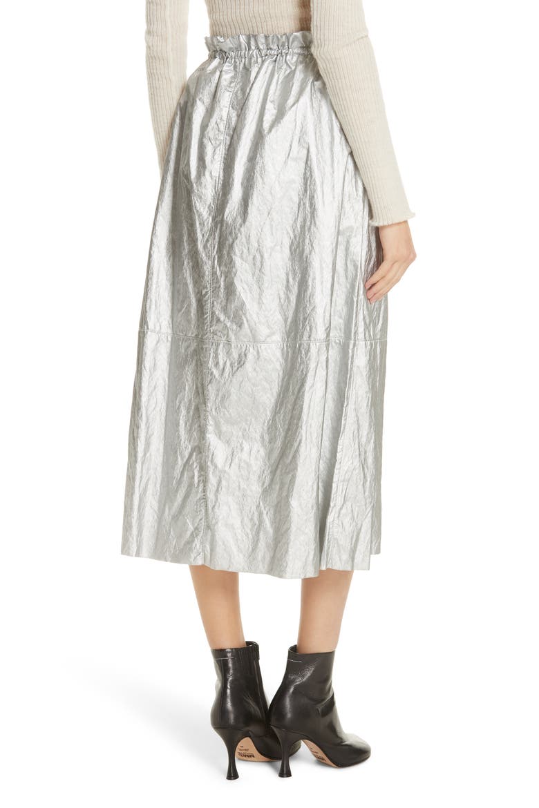 Metallic Coated Skirt, Alternate, color, SILVER
