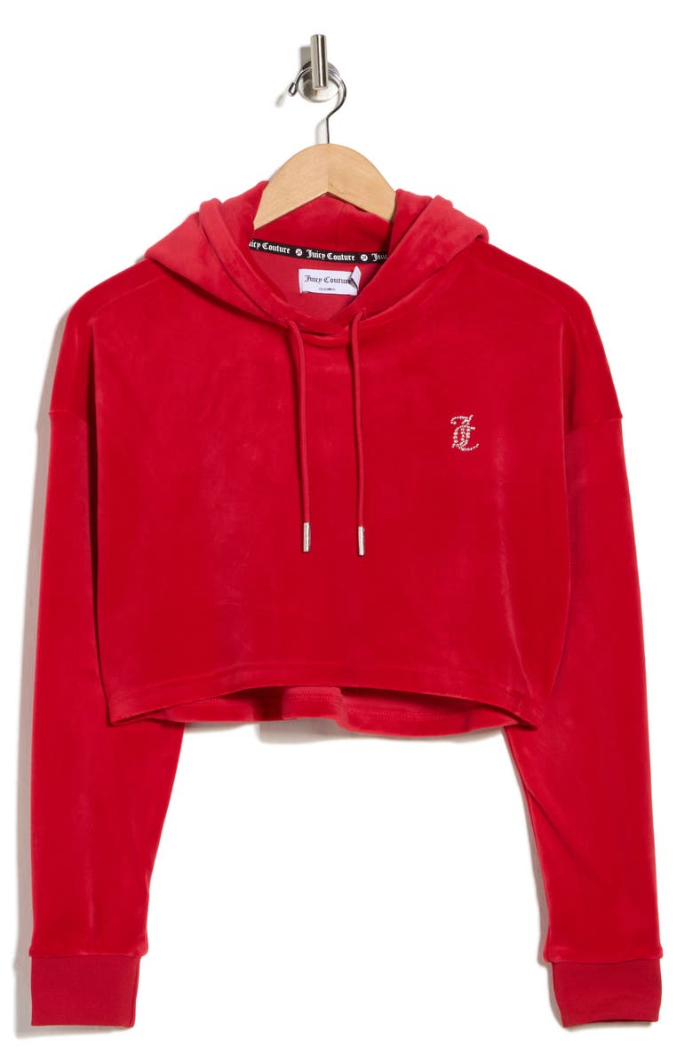 Juicy Couture High-Low Crop Hoodie, Alternate, color, Cocored