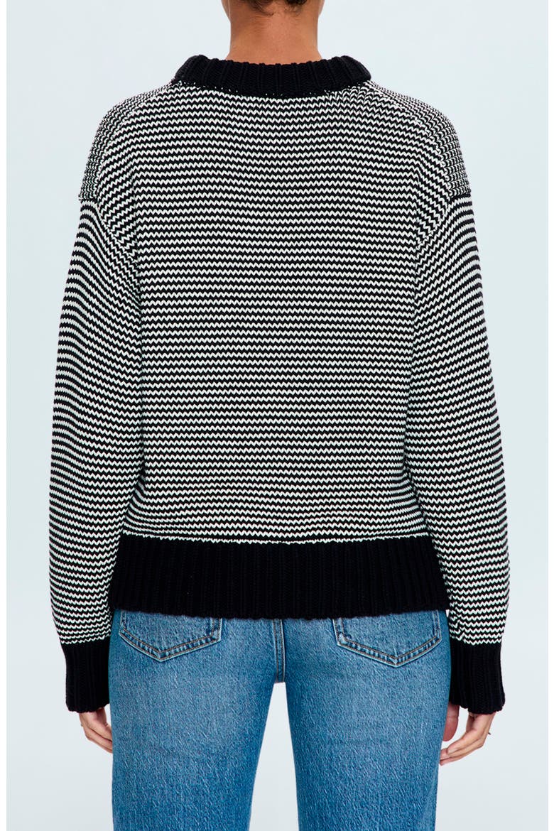 Jadine Cotton Mock Neck Sweater, Alternate, color, MIDNIGHT WHITE