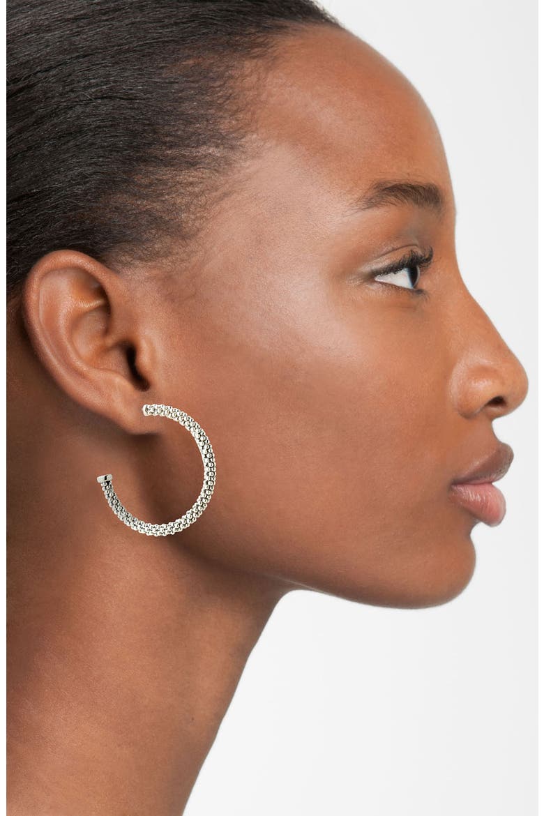 Caviar Hoop Earrings, Alternate, color, SILVER