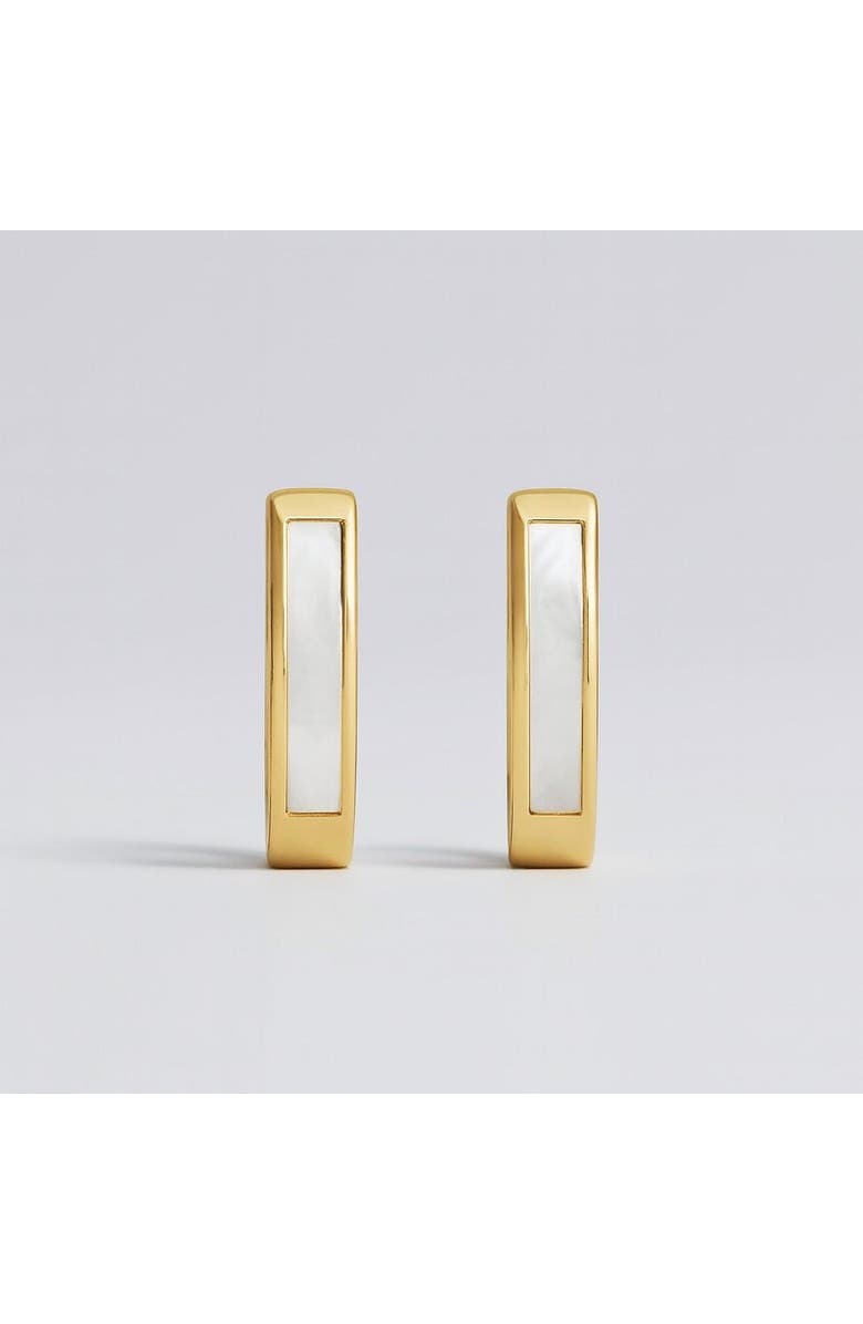 Ivy & Pearl Co. The Ashford Pearl Inlay Hoops, Main, color, Gold