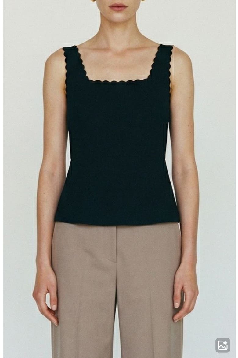 Julietta Scallop Trim Peplum Top, Main, color, BLACK