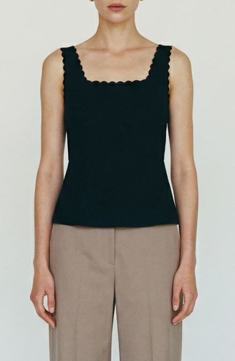 Julietta Scallop Trim Peplum Top