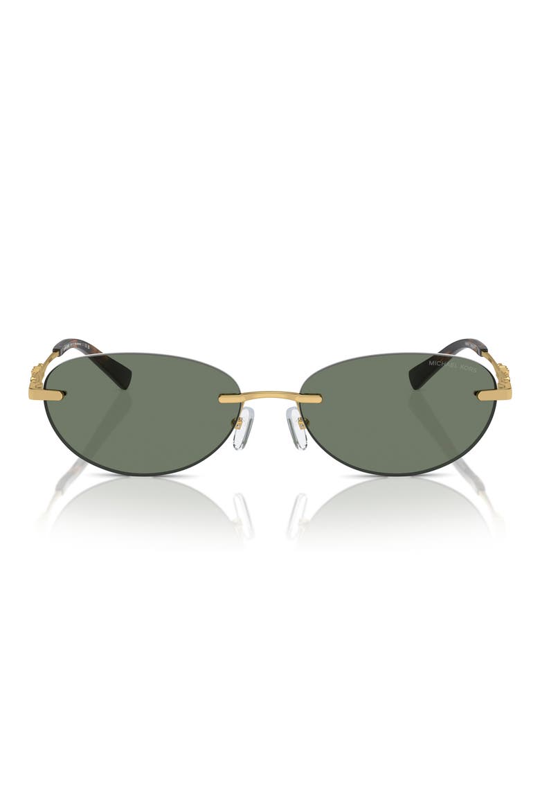 58mm Manchester Rimless Oval Sunglasses, Main, color, GREEN SOLID / GREEN SOLID