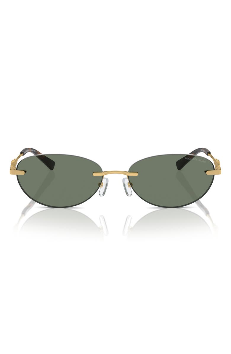 Michael Kors 58mm Manchester Rimless Oval Sunglasses, Main, color, Green Solid / Green Solid