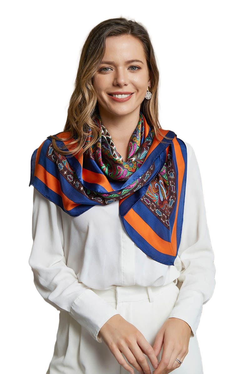 SILKSILKY Pure Silk Bohemian Square Scarf, Alternate, color, Multi