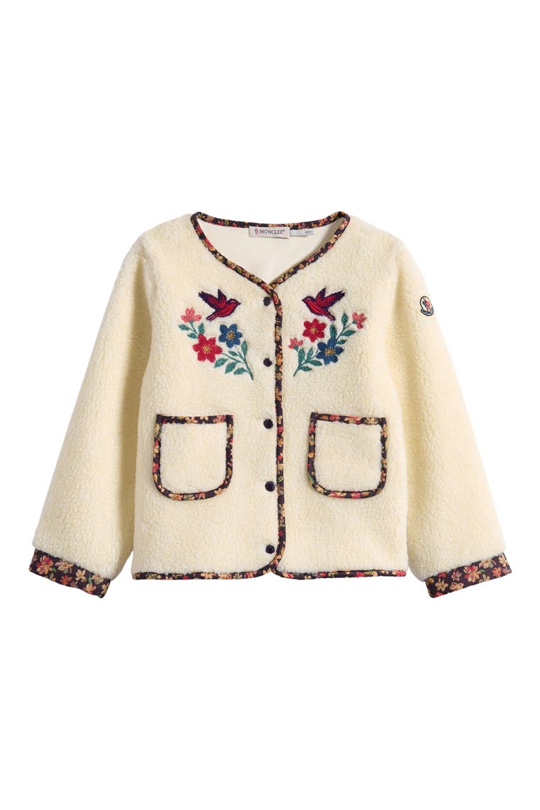Kids' Embroidered Fleece Cardigan, Main, color, CREAM