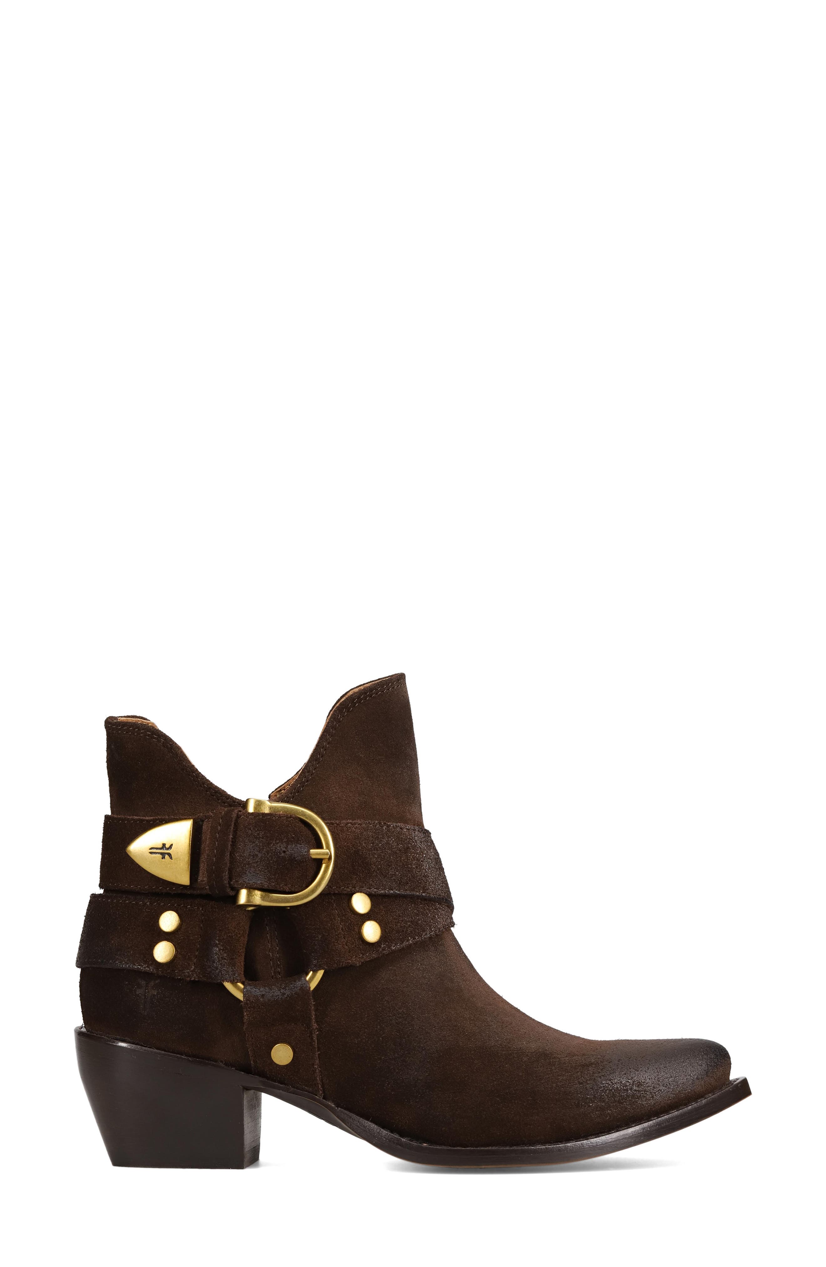 Frye Sacha Harness Bootie, Alternate, color, Chocolate