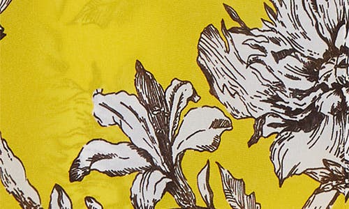 Alice And Olivia Eloise Blooming Wild Golden Button-front Silk Blouse In Yellow