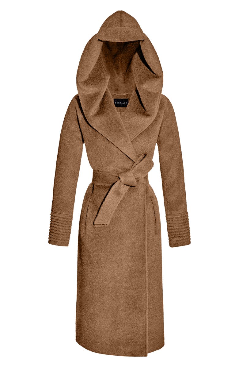 SENTALER Hooded Wool & Alpaca Blend Coat, Alternate, color, 