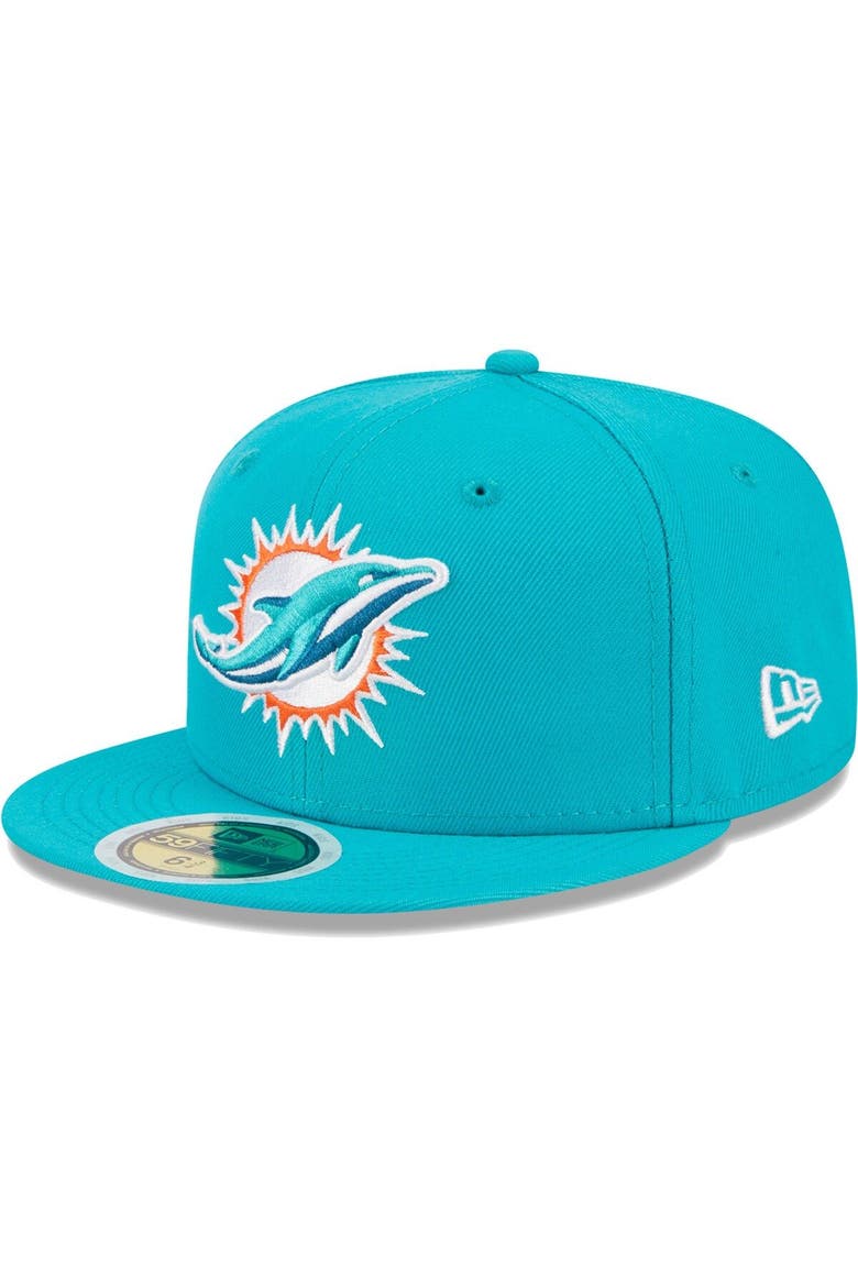 Youth New Era Aqua Miami Dolphins  Main 59FIFTY Fitted Hat, Alternate, color, Aqua