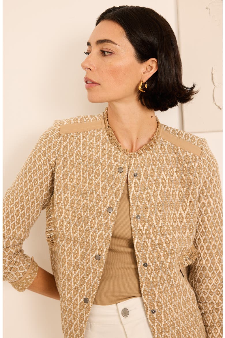Brocade Jacquard Fringe Jacket, Alternate, color, NEUTRAL MULTI