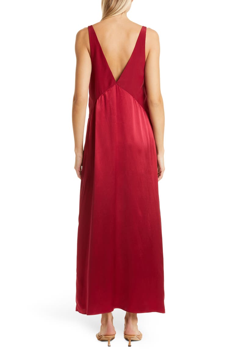 The Deep V Silk Charmeuse Slipdress, Alternate, color, BORDEAUX