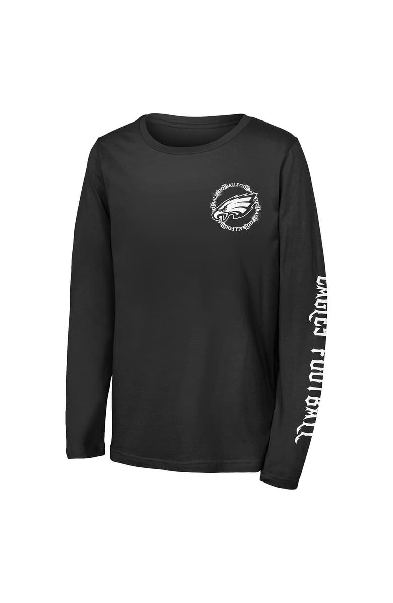 Outerstuff Youth Outerstuff Black Philadelphia Eagles Rumble Long Sleeve T-Shirt, Alternate, color, Black