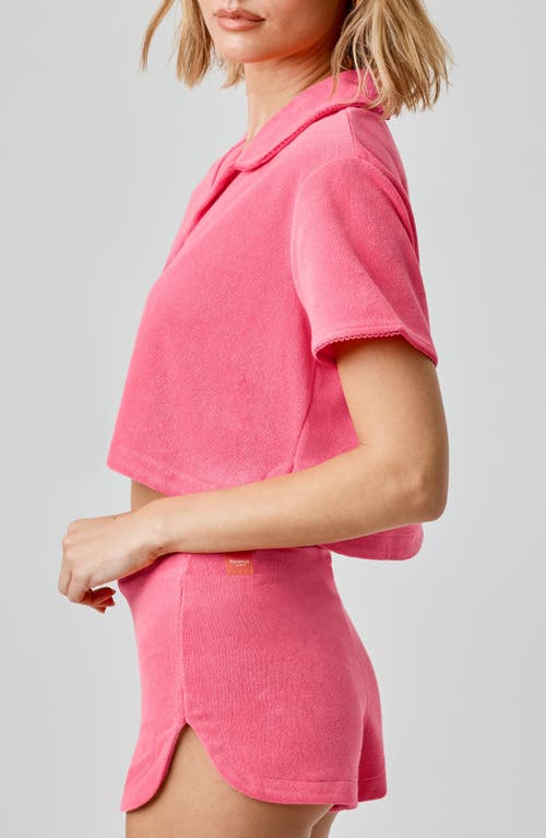 Florence By Mills Terry Cloth Crop Snap-up Shirt
